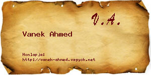Vanek Ahmed névjegykártya